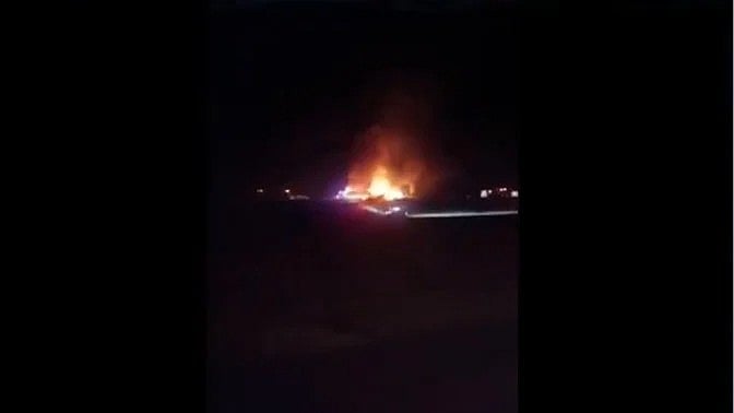 <div class="paragraphs"><p>Screengrab showing the bus on fire in Saudi Arabia. </p></div>