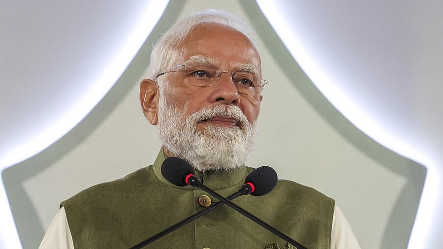 <div class="paragraphs"><p>Prime Minister Narendra Modi addresses the gathering during the sixth Ramnath Goenka Lecture.</p></div>