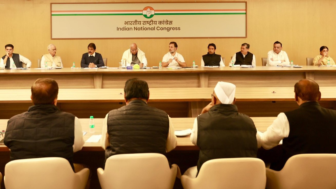 <div class="paragraphs"><p>Congress leaders and Congress Working Committee members from 12 States and Union Territories at a meeting on the&nbsp;Special Intensive Revision, in Delhi on Tuesday.</p></div>
