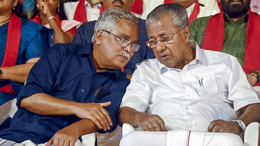 <div class="paragraphs"><p>Kerala Chief Minister Pinarayi Vijayan with CPI state Secretary Binoy Viswom during an election-related event ahead of the Kerala local body polls, in Thiruvananthapuram.</p></div>