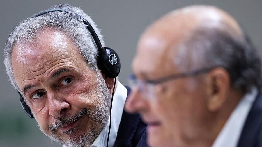 <div class="paragraphs"><p>Brazil's COP30 President Andre Correa do Lago and Vice President Geraldo Alckmin attend a press conference during the UN Climate Change Conference (COP30), in Belem, Brazil.</p></div>