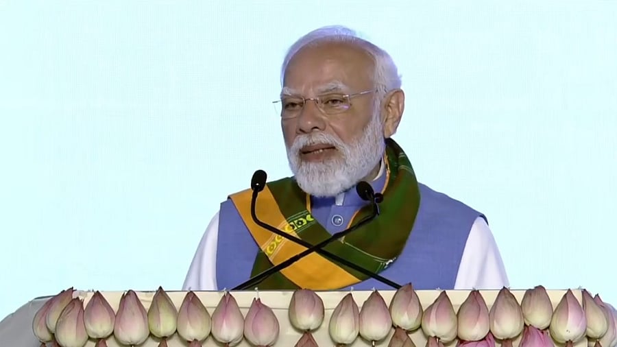 <div class="paragraphs"><p>Prime Minister Narendra Modi addressing the South India Natural Farming Summit in Coimbatore.</p></div>