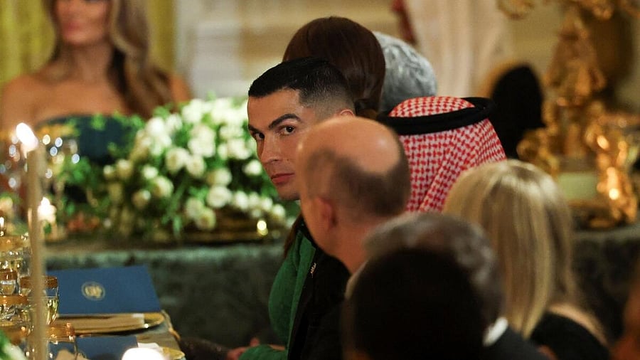 <div class="paragraphs"><p>Cristiano Ronaldo attends a dinner hosted by US President Donald Trump for Saudi Crown Prince and Prime Minister Mohammed bin Salman, at the White House in Washington, DC, US.</p></div>