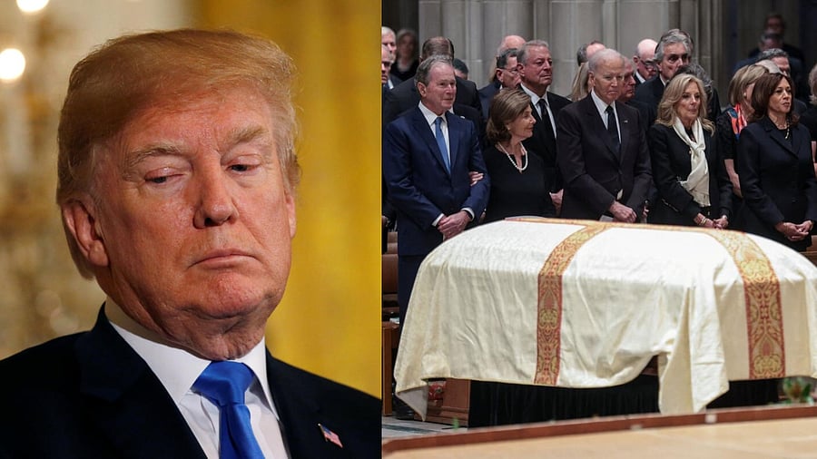<div class="paragraphs"><p>US President Donald Trump and Image showing leaders attending Dick Cheney's memorial service.</p></div>