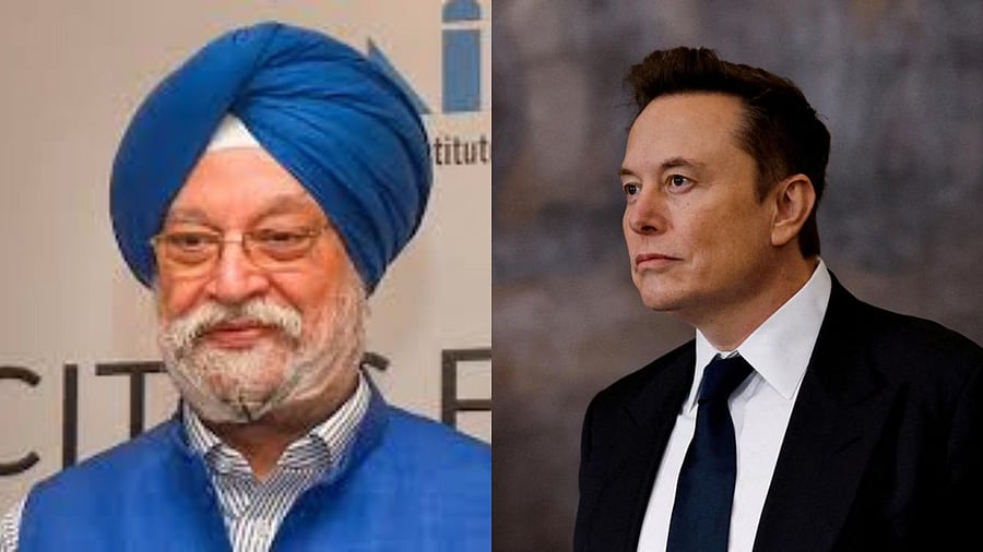 <div class="paragraphs"><p>Union Minister Hardeep Singh Puri (left) and Elon Musk</p></div>