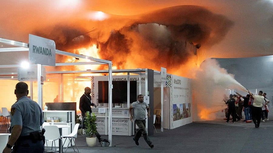 <div class="paragraphs"><p>Fire at the Pavilion of Countries in the Blue Zone at the United Nations Climate Change Conference (COP30) in Belem</p></div>