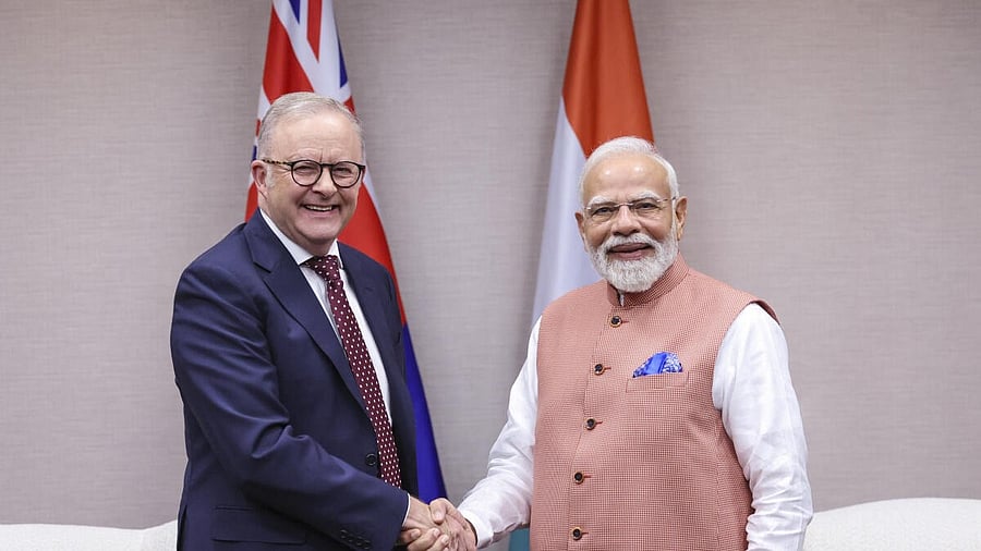 <div class="paragraphs"><p>In this image received on Nov. 21, 2025, Prime Minister Narendra Modi during a meeting with his Australian counterpart Anthony Albanese on the sidelines of the G20 Summit, in Johannesburg, South Africa. </p></div>