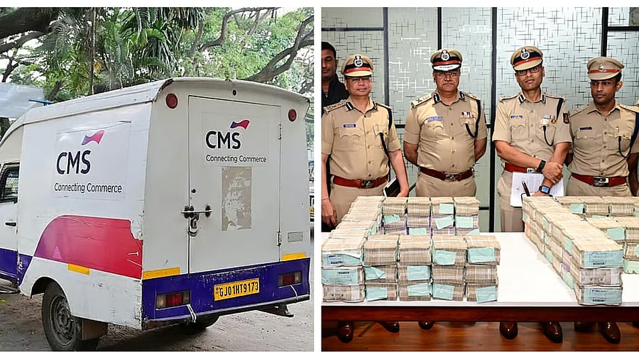 <div class="paragraphs"><p>CMS cash van and Bengaluru police with the recovered amount from the heist.</p></div>