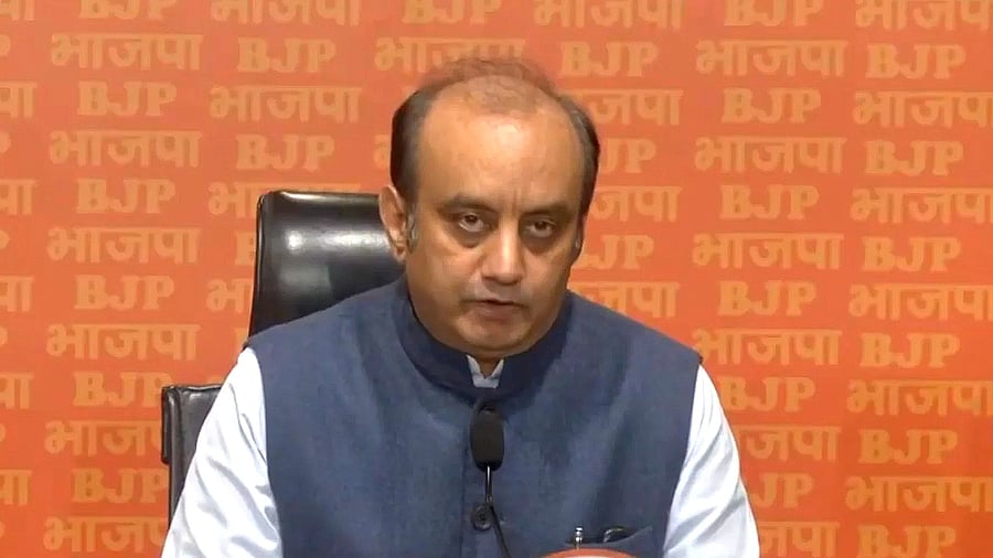 <div class="paragraphs"><p>MP and national spokesperson Sudhanshu Trivedi addresses a press conference at the BJP headquarters on Monday.</p></div>
