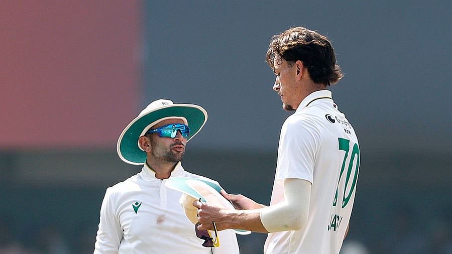 <div class="paragraphs"><p>Marcojansen (right) and Keshav Maharaj&nbsp;</p></div>