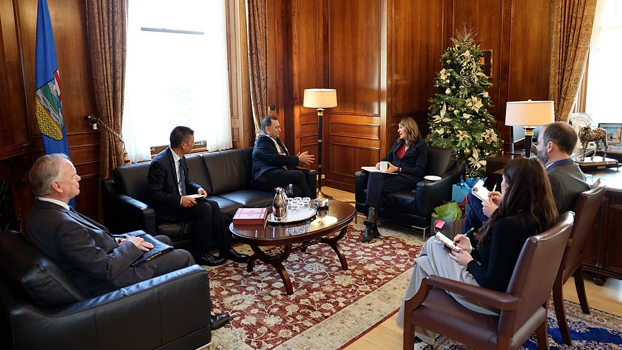 <div class="paragraphs"><p>The Indian envoy also discussed 'energy, trade, agriculture, technology collaboration, research, and people-to-people ties' with Alberta premier.</p></div>