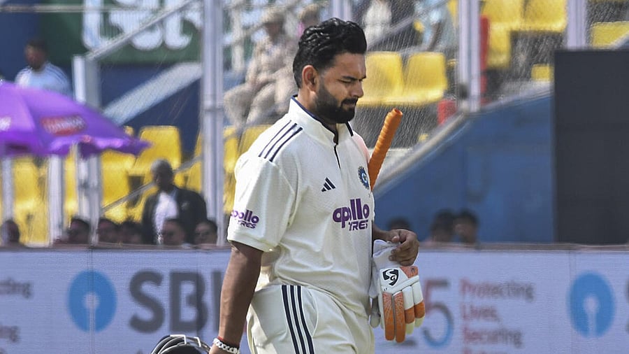 <div class="paragraphs"><p>India's captain Rishabh Pant walks after his dismissal during day three of the second Test cricket match between India and South Africa, at ACA Stadium in Guwahati, Monday, Nov. 24, 2025.</p></div>