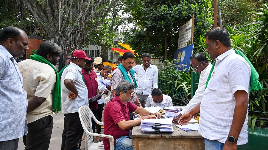 <div class="paragraphs"><p>Farmers from Bengaluru’s outskirts submit objections to the BDA over the proposed Peripheral Ring Road (PRR) project on Wednesday. </p></div>