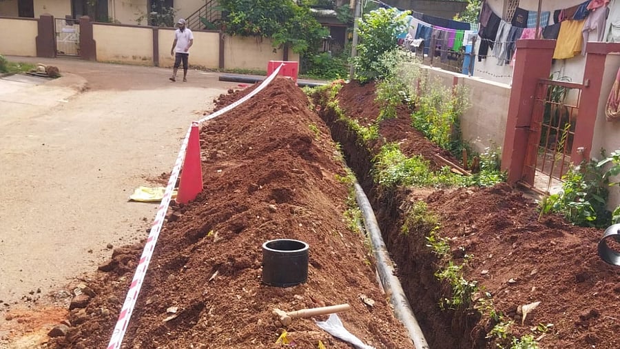<div class="paragraphs"><p>Water distribution pipeline laying as part of the 24X7 water supply project in Hubballi-Dharwad.</p></div>