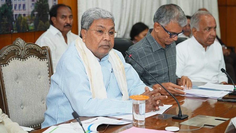 <div class="paragraphs"><p>Chief Minister Siddaramaiah with Revenue Minister Krishna Byre Gowda and Minor Irrigation Minister N S Bose Raju at a press conference in Bengaluru on Thursday. </p></div>