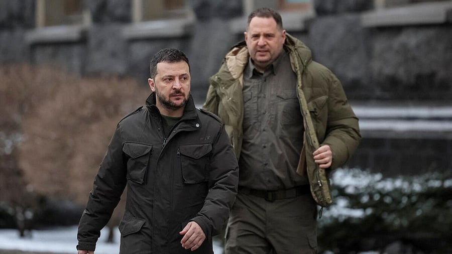 <div class="paragraphs"><p>Ukraine's President Volodymyr Zelenskiy and Head of the Presidential Office Andriy Yermak.</p></div>