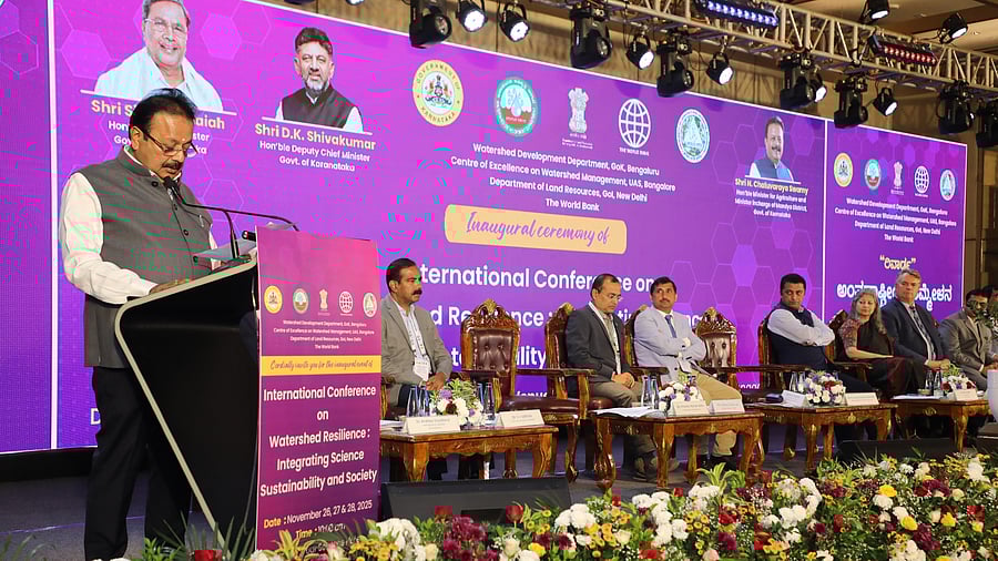 <div class="paragraphs"><p>Agriculture Minister N Chaluvaraya Swamy at the International Conference on 'Watershed Resilience: Integrating Science, Sustainability and Society' on Wednesday.</p></div>