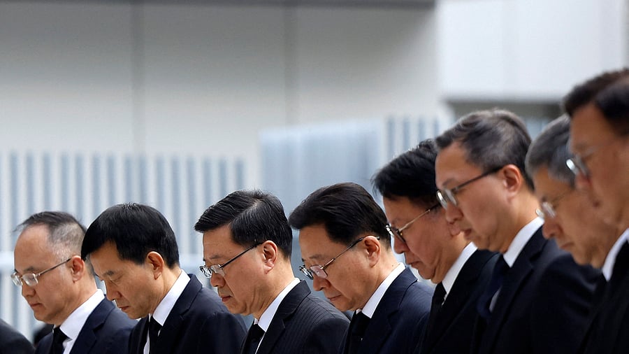 <div class="paragraphs"><p>A ceremony to mourn victims killed in the deadly fire at the Wang Fuk Court housing complex, in Hong Kong</p><p></p></div>
