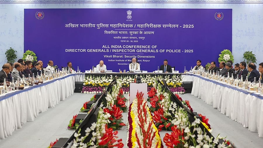<div class="paragraphs"><p>Prime Minister Narendra Modi at the first day of the DGP/IGP Conference in Raipur.</p></div>