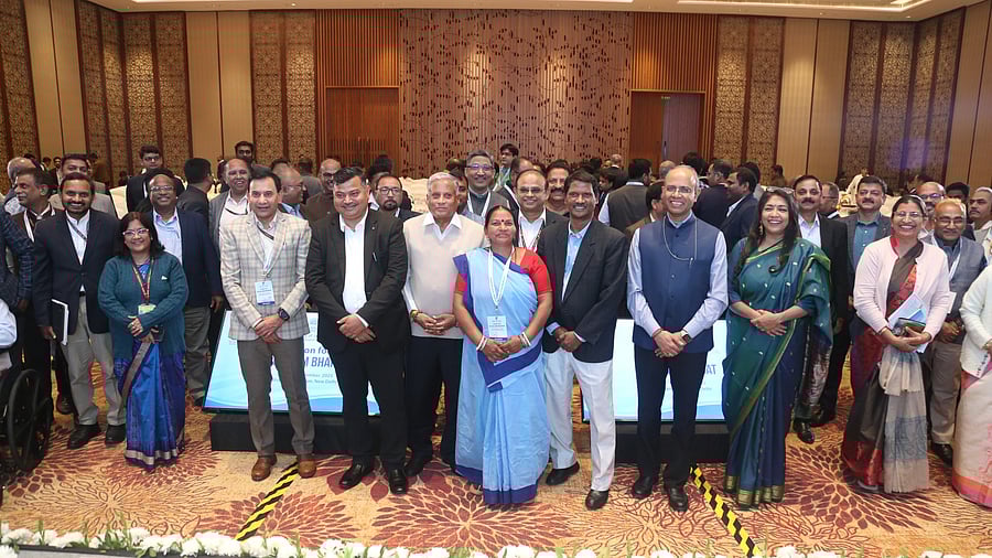 <div class="paragraphs"><p>Union Minister of State for Jal Shakti V Somanna with delegates in the two-day summit on ‘Vision for Sujalam Bharat’ organised by Jal Shakti Ministry at Delhi. The event concluded on Saturday.</p></div>
