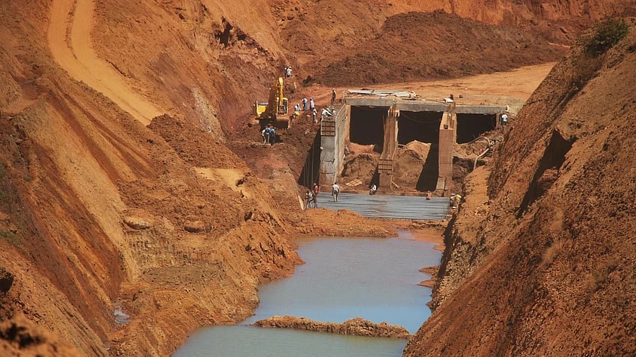 Work undertaken by Karnataka years ago as part of the Mahadayi water project, which is opposed by Goa.    