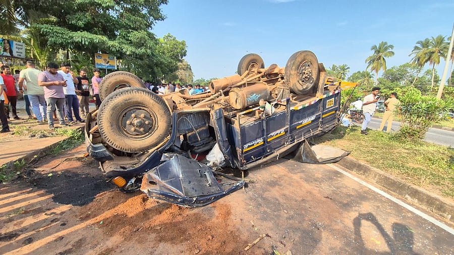 <div class="paragraphs"><p>A goods tempo overturned and claimed five lives in Kaup police station limits on Sunday evening. Credit: Special arrangement </p></div>