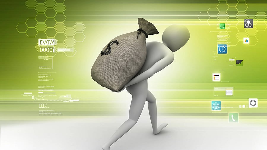 Man carrying the dollar bag