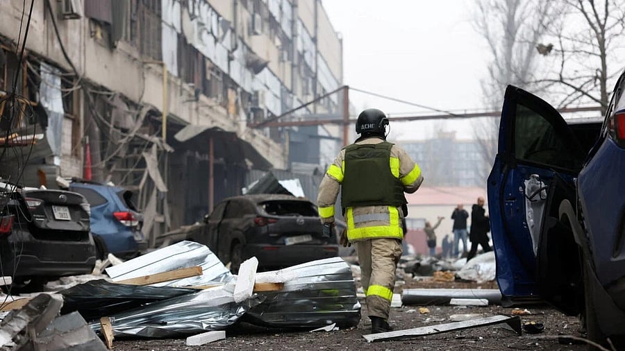<div class="paragraphs"><p>A rescuer walks at the site of a midday Russian missile strike, amid Russia's attack on Ukraine, in Dnipro, Ukraine.</p></div>