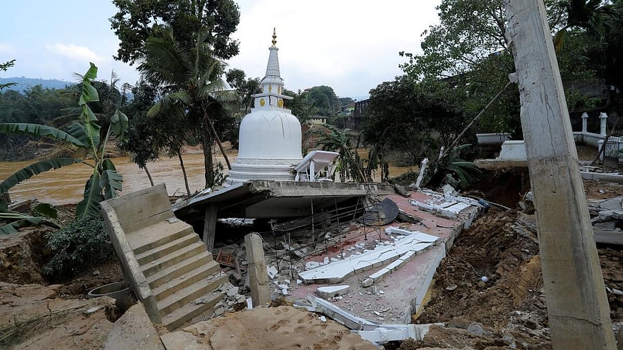 <div class="paragraphs"><p>A damaged temple following a landslide in the aftermath of Cyclone Ditwah in Gampola in Kandy district, Sri Lanka, December 1, 2025.</p></div>