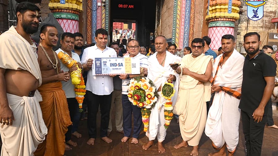 <div class="paragraphs"><p>Ahead of the India vs South Africa T20I on 9th December 2025, OCA Secretary Shri Sanjay Behera offered the first match ticket to Lord Jagannath in Puri.</p></div>