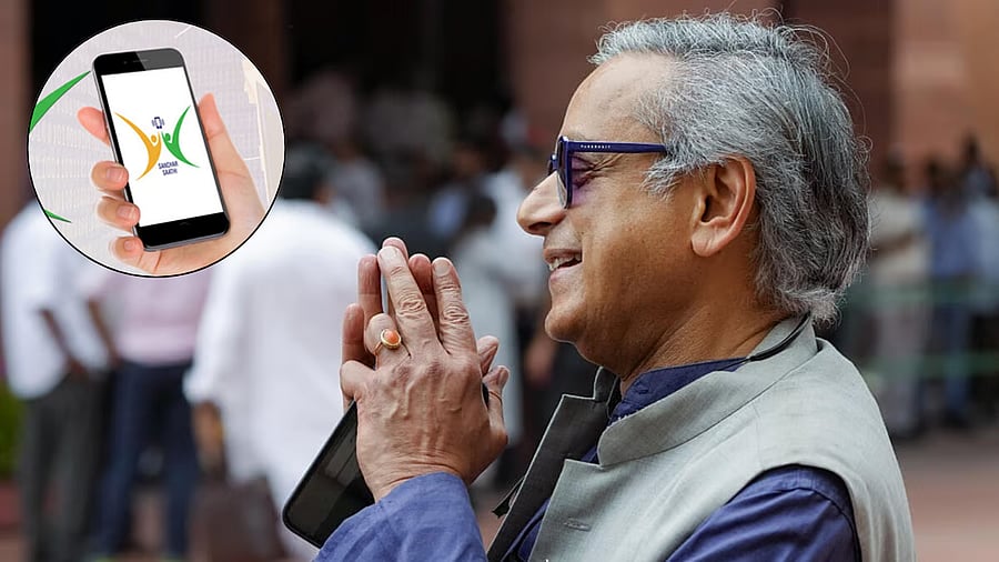 <div class="paragraphs"><p>Shashi Tharoor, Sanchar Saathi app (inset).</p></div>