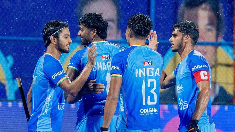 <div class="paragraphs"><p>India defeated Switzerland 5-0 in their last Pool B match on Tuesday to book their quarterfinal spot in the FIH Men’s Junior Hockey World Cup. </p></div>