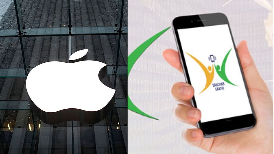 <div class="paragraphs"><p>Appel logo (L) and the Sanchar Saathi app.&nbsp;</p></div>