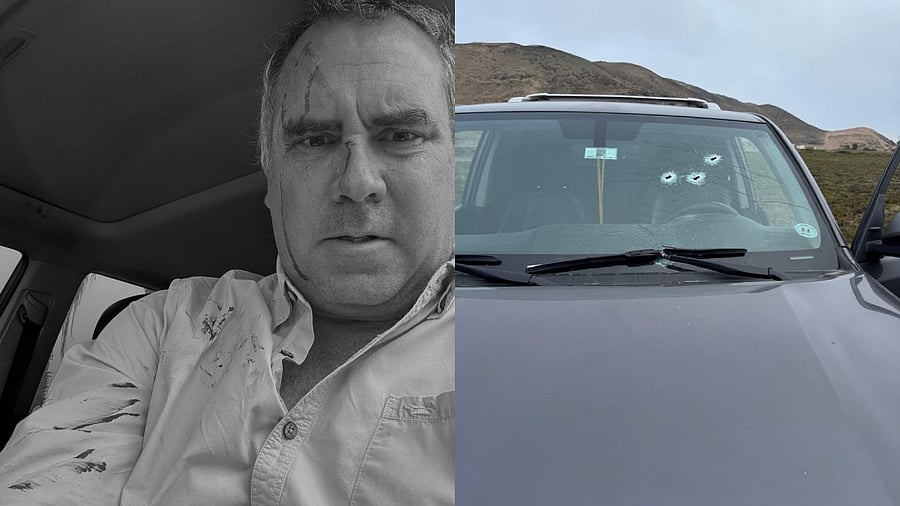 <div class="paragraphs"><p>Peruvian presidential hopeful Rafael Belaunde and image of his car shows bullet holes.</p></div>