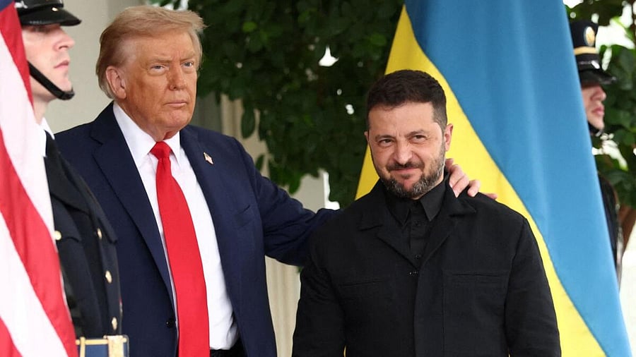<div class="paragraphs"><p>US President Donald Trump with Ukrainian President Volodymyr Zelenskiy at the White House.</p></div>