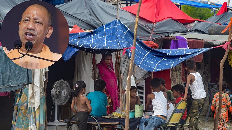 <div class="paragraphs"><p>Refugees belonging to Rohingya Muslim community. </p><p>Inset: Uttar Pradesh Chief Minister Yogi Adityanath</p></div>