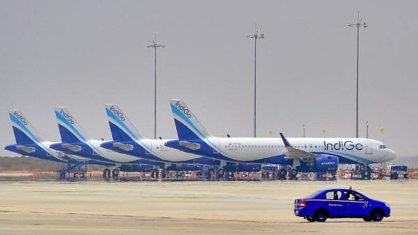 <div class="paragraphs"><p>Indigo aircradts parked at the Kempegpwda International Airport in Bengaluru.</p></div>
