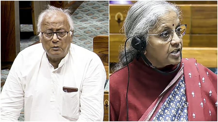 <div class="paragraphs"><p>TMC MP Saugata Roy (L),&nbsp;Finance Minister Nirmala Sitharaman.</p></div>