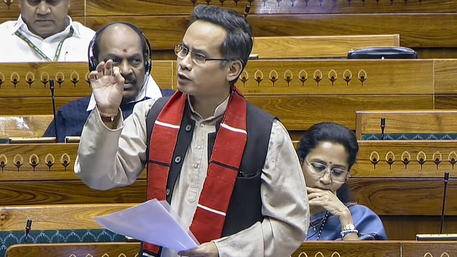<div class="paragraphs"><p>Congress MP Gaurav Gogoi speaks in the Lok Sabha during the Winter session of Parliament.</p></div>