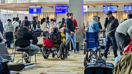 <div class="paragraphs"><p>Passengers wait counters of the IndiGo airline, at Terminal 1 (T1) of the Indira Gandhi International Airport, in New Delhi.</p></div>