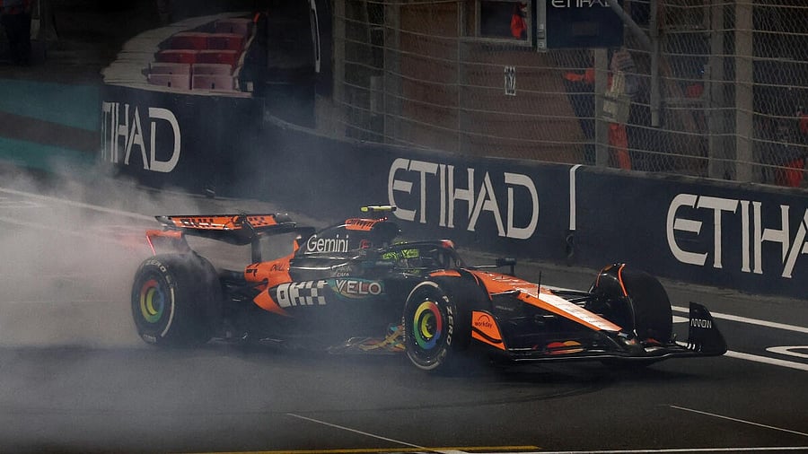 <div class="paragraphs"><p>McLaren's Lando Norris celebrates after becoming the 2025 Formula One World Champion.</p></div>