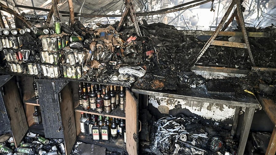 <div class="paragraphs"><p>Charred remains of the nightclub after a fire broke out in North Goa district, Sunday, Dec. 7, 2025. </p></div>