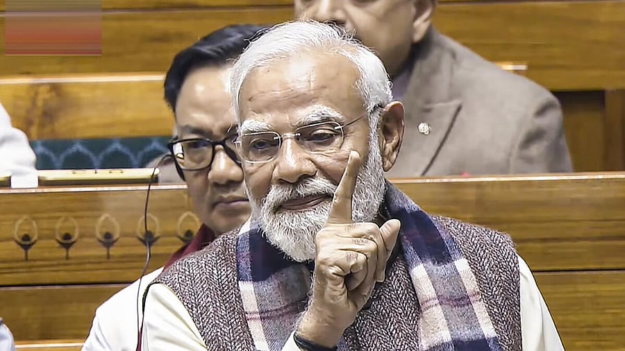 <div class="paragraphs"><p>Prime Minister Narendra Modi speaks in the Lok Sabha during the Winter session of Parliament, in New Delhi, Monday, Dec. 8, 2025. </p></div>