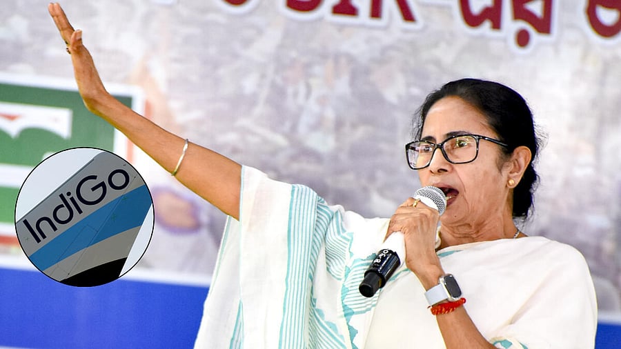 <div class="paragraphs"><p>West Bengal Chief Minister Mamata Banerjee, IndiGo logo (inset).</p></div>