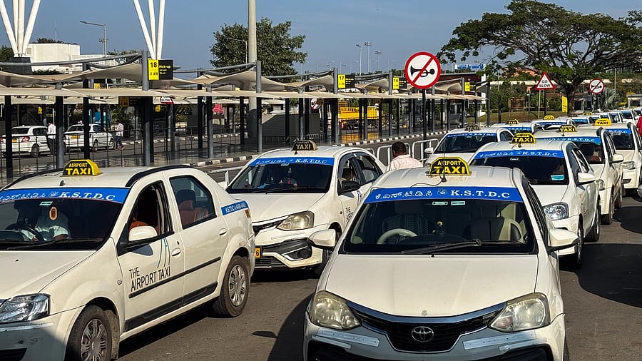 <div class="paragraphs"><p>Taxis line up outside the Kempegowda International Airport. </p></div>