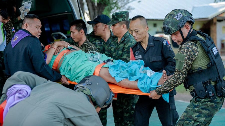 <div class="paragraphs"><p>An injured soldier is transferred to a hospital following a clash between Thai and Cambodian troops over a disputed border area in Sisaket Province, Thailand, December 7, 2025. </p></div>