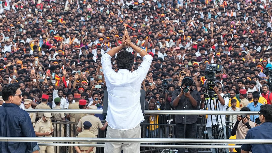 <div class="paragraphs"><p>Vijay during his TVK rally in Puducherry</p></div>