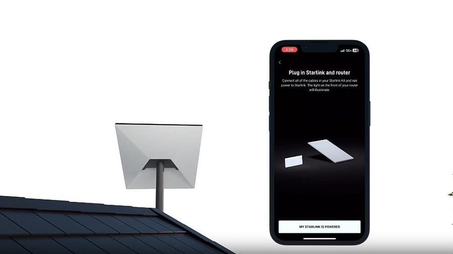 <div class="paragraphs"><p>Starlink router placed on the roof.</p></div>