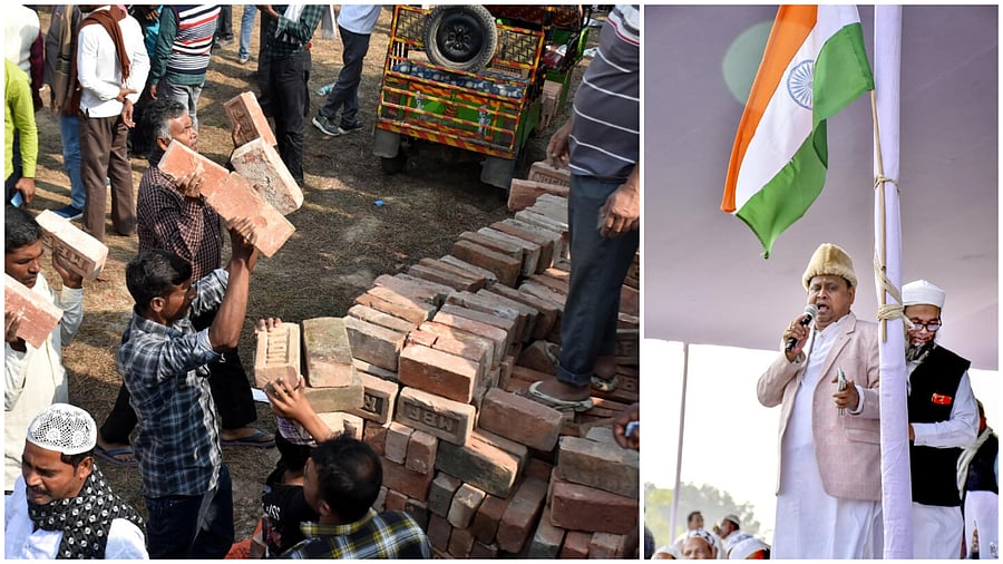 <div class="paragraphs"><p>People carry bricks to lay the foundation stone for a mosque, modelled on Ayodhya’s Babri Masjid, in Bengal's Murshidabad.</p></div>