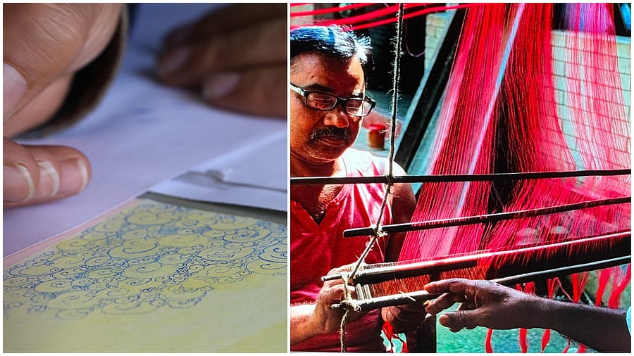 <div class="paragraphs"><p>Behzad's style of miniature art(L), tangail saree weavers</p></div>